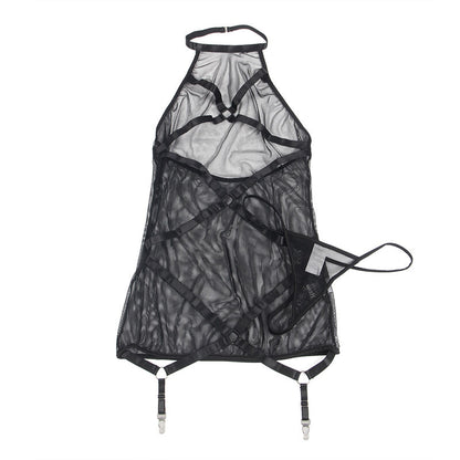 SUBLLIME - TRANSPARENT HALTER NECK DRESS BLACK L/XL