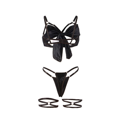 SUBBLIME - 955199 BRA SET WITH ADJUSTABLE BLACK BOW S/M