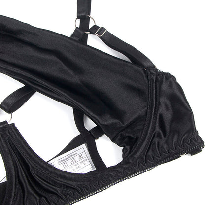 SUBBLIME - 955199 BRA SET WITH ADJUSTABLE BLACK BOW S/M