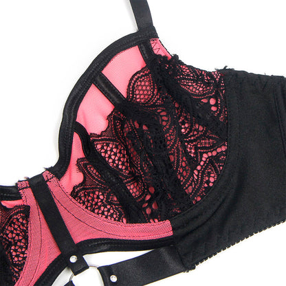 SUBBLIME - 955571 PINK PATENT LEATHER MESH ZIPPER BRA SET S/M