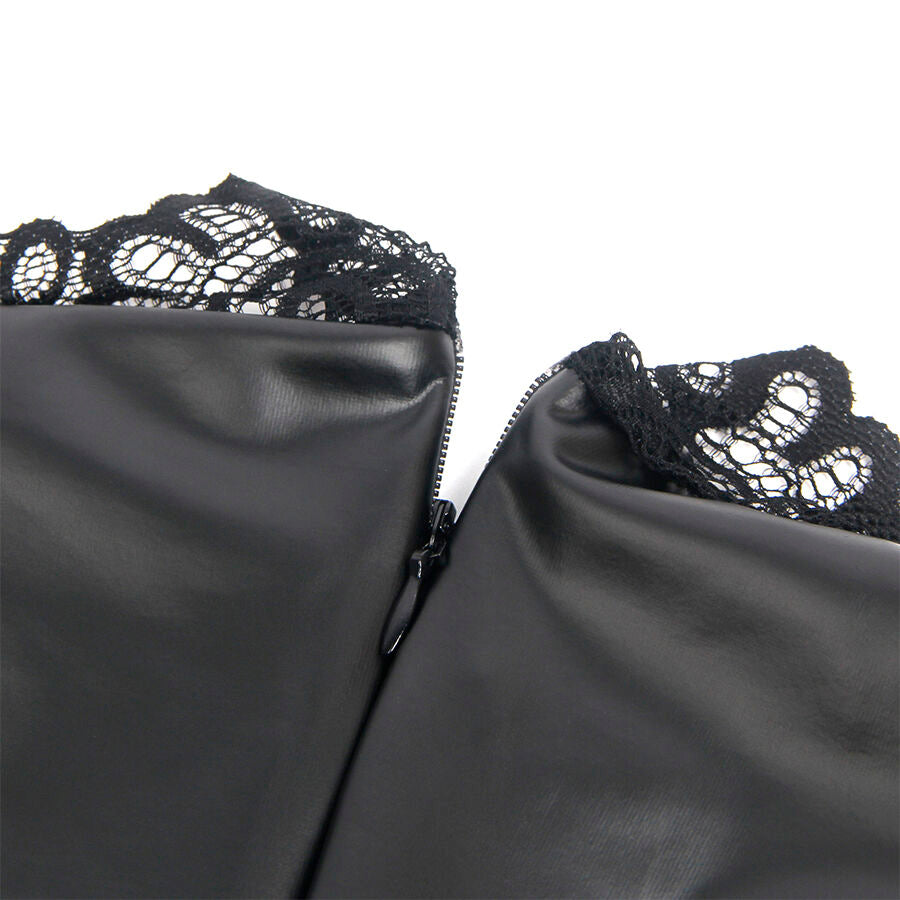 SUBBLIME - 957544 LACE COLLAR LEATHER DRESS BLACK S/M