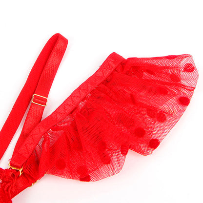 SUBBLIME - 957506  LACE BRA AND GARTER SET RED S/M