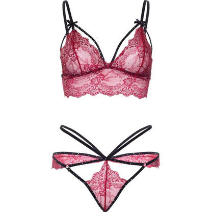 LEG AVENUE - 81623 BRA + THONG SET BURGUNDY SIZE S