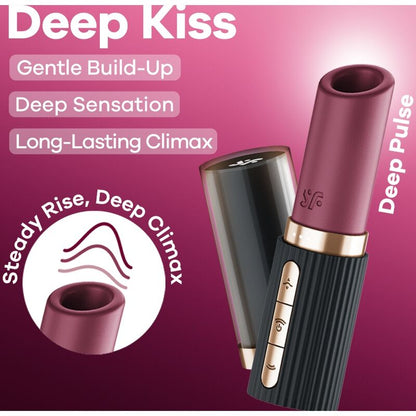 SATISFYER - DEEP KISS WAVE CLITORIS STIMULATOR GARNET / BLACK